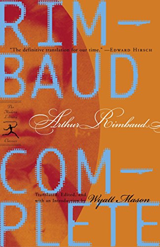 Book cover for “Rimbaud Complete” with portrait and blue text.