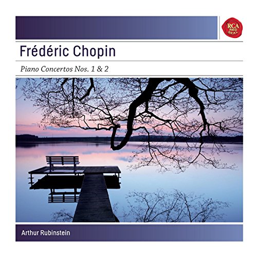 CD cover for Chopin piano concertos with a lakeside landscape.