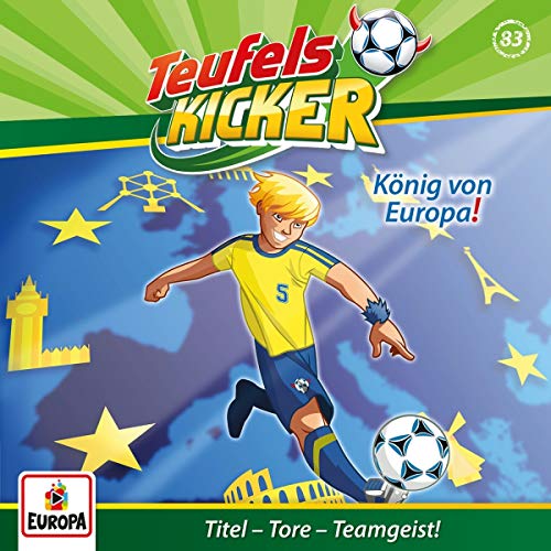 Vinyl record cover featuring a cartoon soccer player and European landmarks.