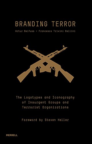 Book cover titled Branding Terror with a tan silhouette of crossed rifles on black.
