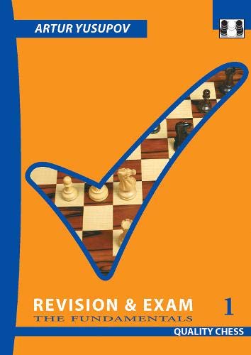 Book cover with an orange background and a large blue checkmark containing chess pieces.