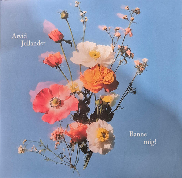 Vinyl record cover with a bouquet of colorful poppies against blue.