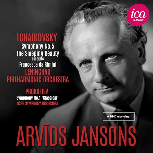 CD cover featuring conductor Arvids Jansons and text listing composers.