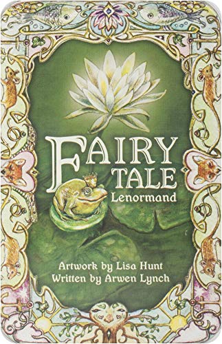 “Fairy Tale Lenormand” card with a frog, lotus, and ornate gold frame.