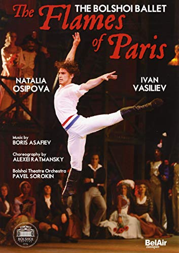 DVD cover showing a male ballet dancer leaping in front of a theater cast.
