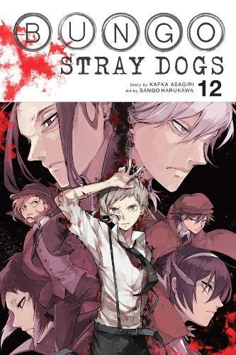 “Bungo Stray Dogs” volume 12 cover with multiple characters and red splashes.