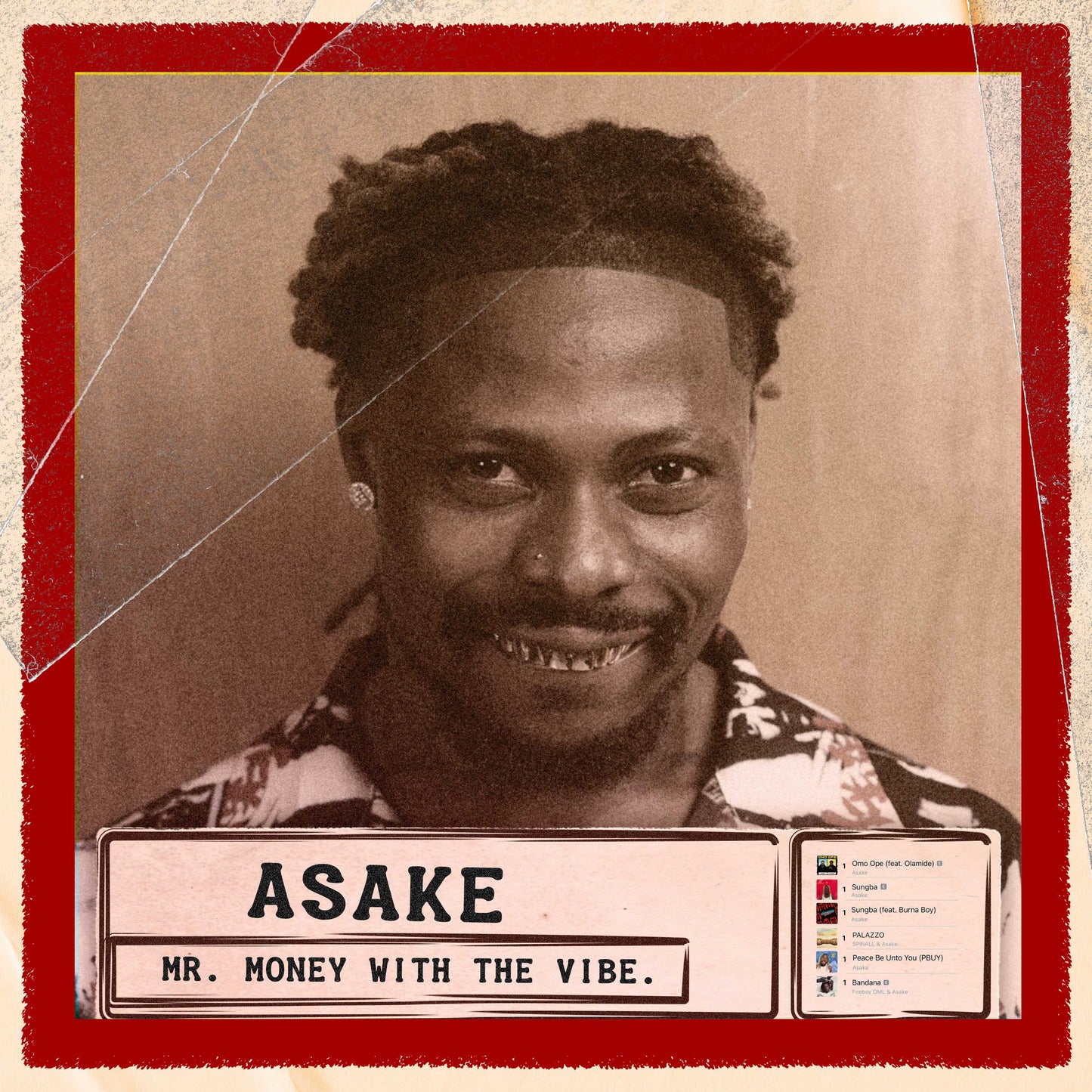 Asake album cover: portrait of a man with tracklist on the right.