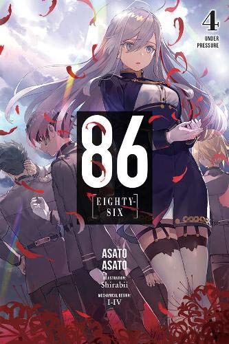Anime-style cover art for 86 Eighty-Six volume 4 featuring characters in military uniforms.