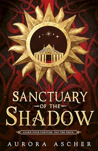Book cover: golden sunburst design over dark red, with title “Sanctuary of the Shadow”.