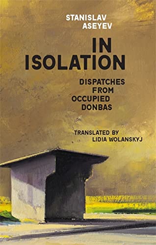 Book cover: “In Isolation” with a bus stop image and gold background.