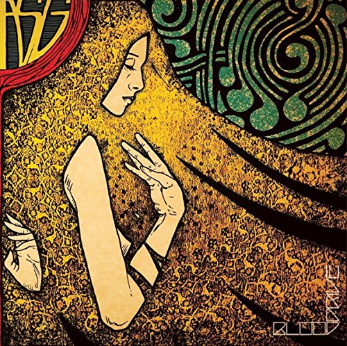 "Album cover art featuring a woman in a yellow hooded cloak."