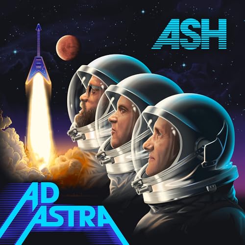 CD cover: three astronauts with a rocket launching into space.