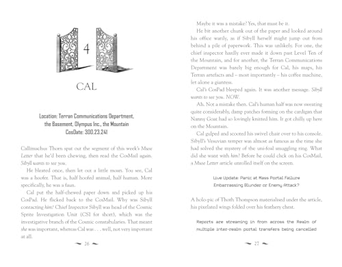 Book page featuring a cartoon owl detective, "Cal," and text.