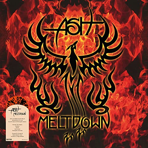 Vinyl record cover for Ash’s “Meltdown” featuring a fiery phoenix graphic.