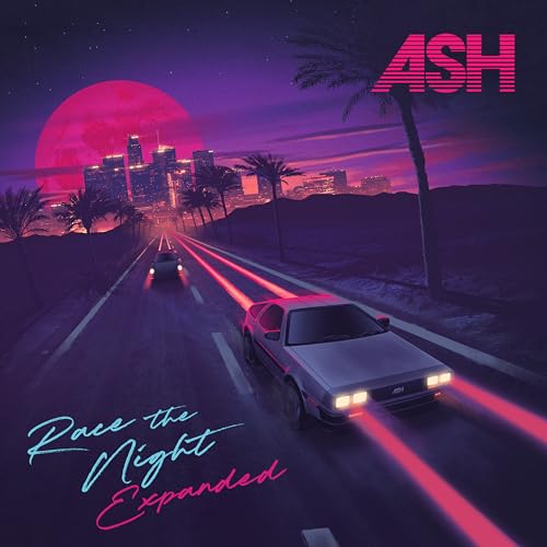 CD cover: car driving on a neon-lit highway at night.