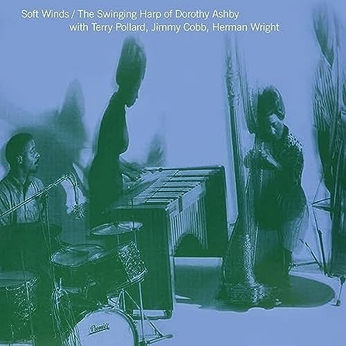 Dorothy Ashby playing harp with jazz musicians, blue-toned album cover.