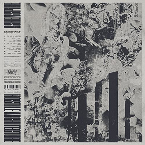 CD cover for Ashenspire’s “Hostile Architecture,” a collage of dark imagery.