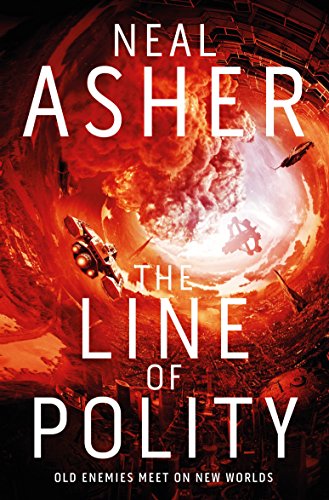 Book cover: spaceship battle scene with red and orange nebula background.