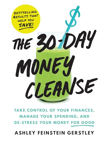 Book cover with green smoothie illustration and bold text: "The 30-Day Money Cleanse".