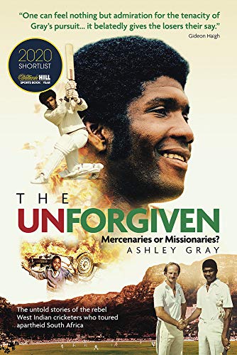 Book cover featuring a West Indian cricketer and scenes of apartheid-era South Africa.