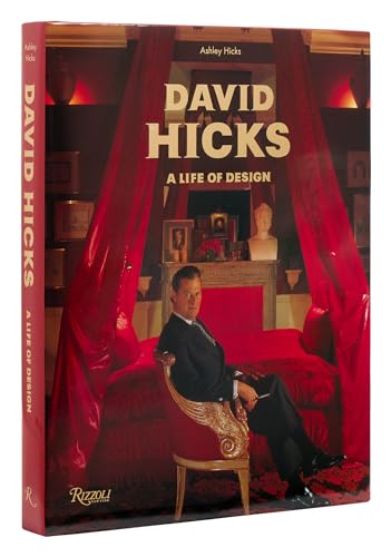 Book cover featuring designer David Hicks seated in a red room.