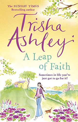 Book cover: “A Leap of Faith” by Trisha Ashley, with watercolor landscape.