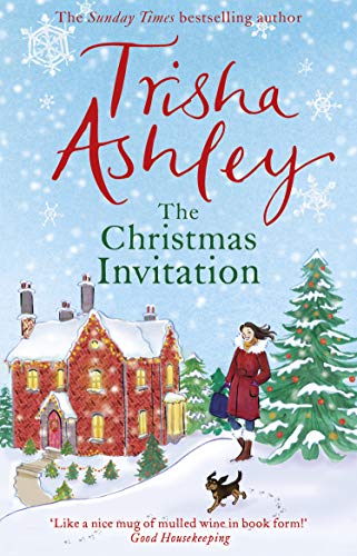 Book cover: snowy scene with a red house, woman, and dog.