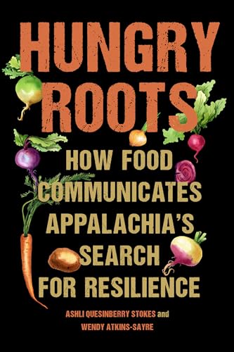 Book cover with title “Hungry Roots” and illustrations of root vegetables.