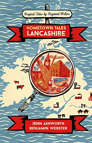Book cover for “Hometown Tales: Lancashire” featuring a magnifying glass.