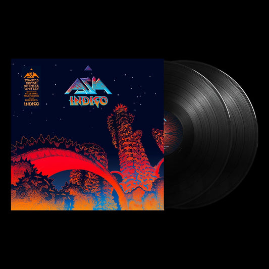 Asia's "Indigo" vinyl record with colorful, illustrated cover art.