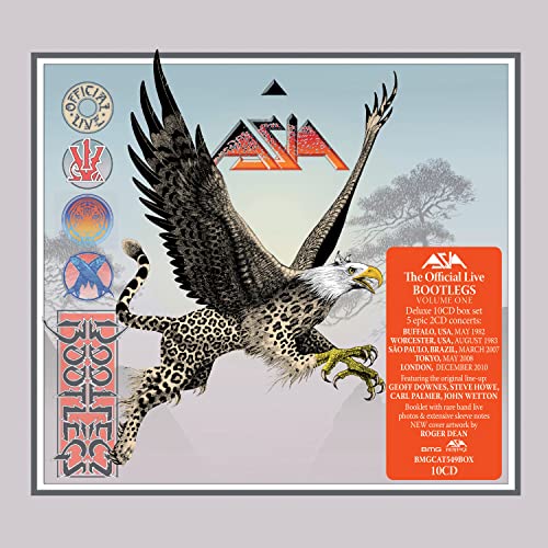 Asia live album cover: eagle diving toward a leaping cheetah.