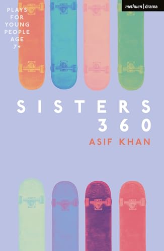 Book cover for “Sisters 360” featuring colorful skateboard illustrations.
