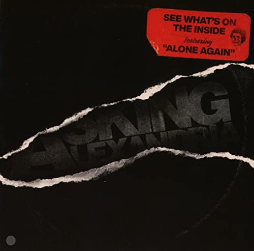 Asking Alexandria album cover, black background with torn paper effect.