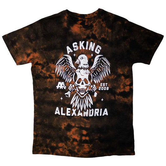 Black t-shirt with a white eagle skull graphic, part of a washed collection.