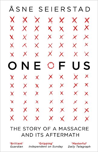 Book cover: red crosses over a dark background, title "One of Us".