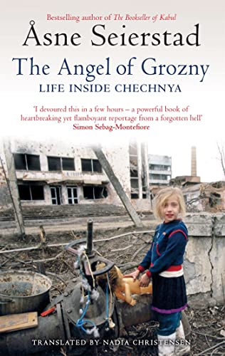 Book cover: ruined city background, a young girl with a toy.