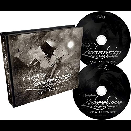 CD cover: dark landscape with ravens, a cabin, and album title "Zaubererbruder".