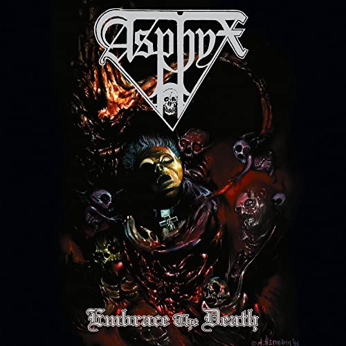 Asphyx “God Cries” CD cover: dark, gothic artwork with skulls and figures.