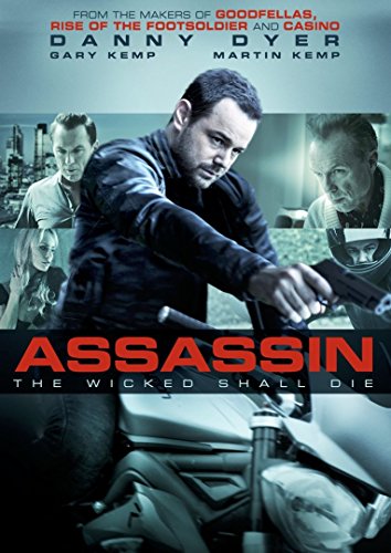 DVD cover for "Assassin" featuring Danny Dyer holding a gun on a motorcycle.