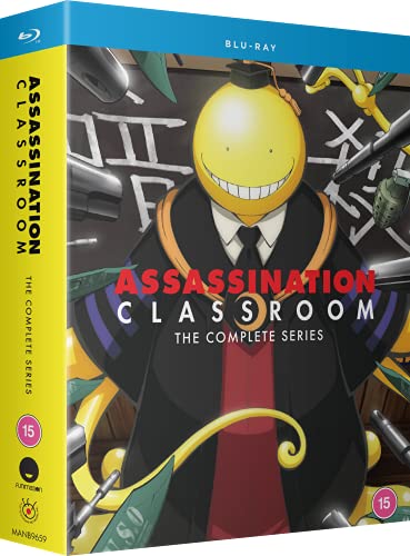 Blu-ray cover for "Assassination Classroom" featuring a yellow-faced teacher.