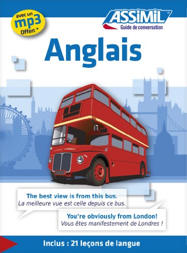 Anglais" language learning book cover with a red London bus and cityscape.