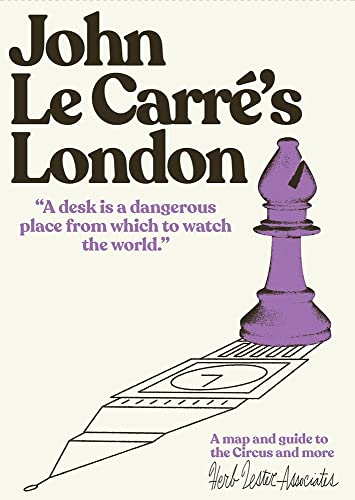 Book cover titled John Le Carre's London with a purple chess bishop and text.
