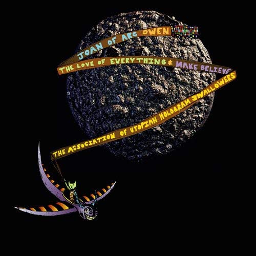 Album cover: textured sphere with text and a stylized bird illustration.