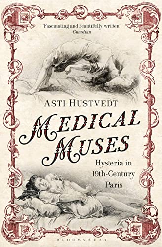Book cover with ornate red frame, sketches of reclining women, title “Medical Muses.”