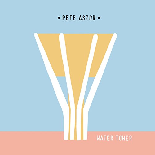 A vinyl record cover with a stylized water tower graphic on a blue background.