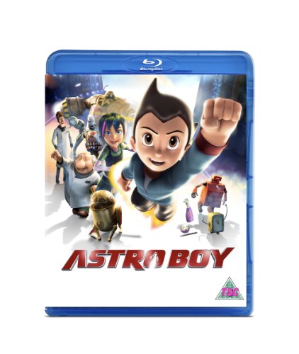 Astro Boy Blu-ray cover featuring the robotic boy flying forward with characters.