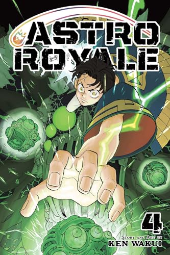 Manga volume cover: boy with outstretched hand, green energy, and title “Astro Royale, Vol. 4”.