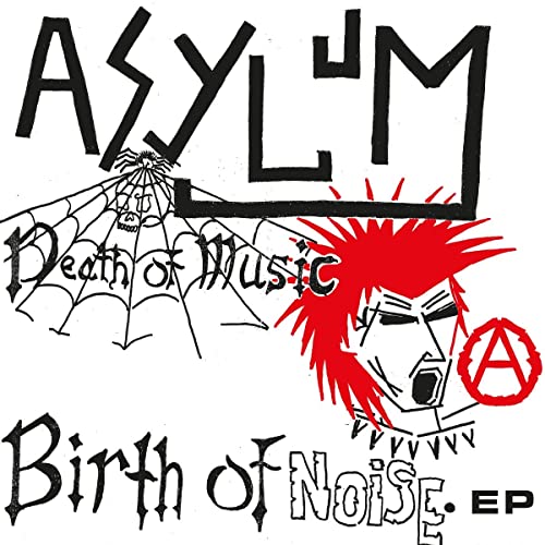 Asylum album cover: punk-style drawing of a face with red hair.