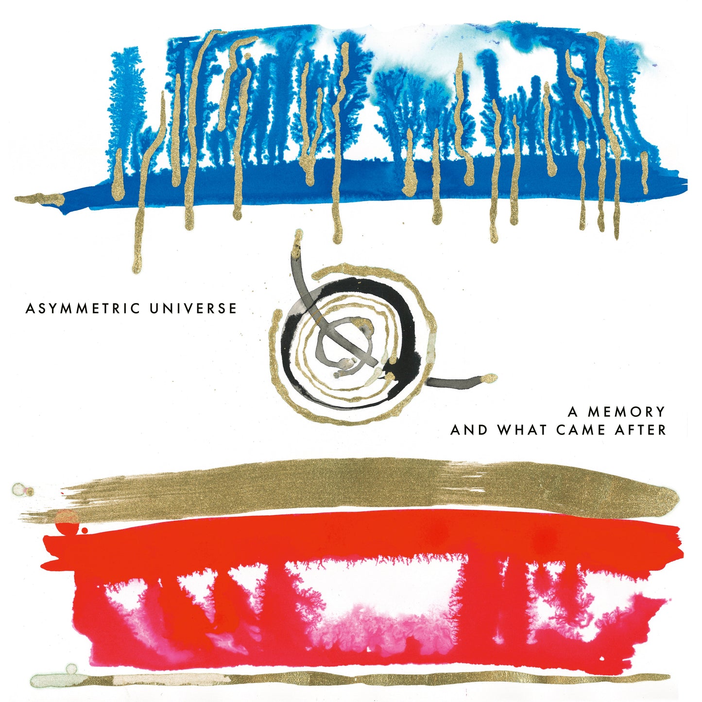 CD cover with abstract blue, red, and gold watercolor brushstrokes.