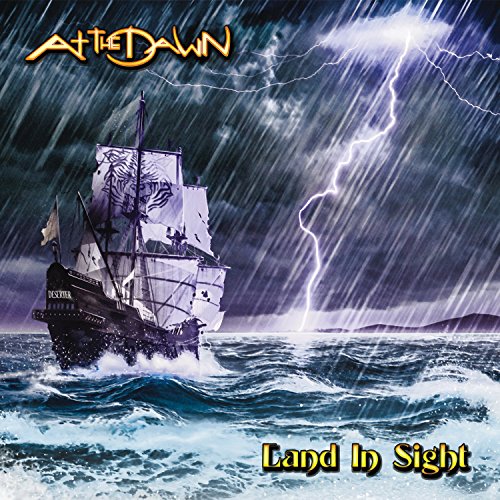 CD cover: stormy seascape with a sailing ship and lightning.